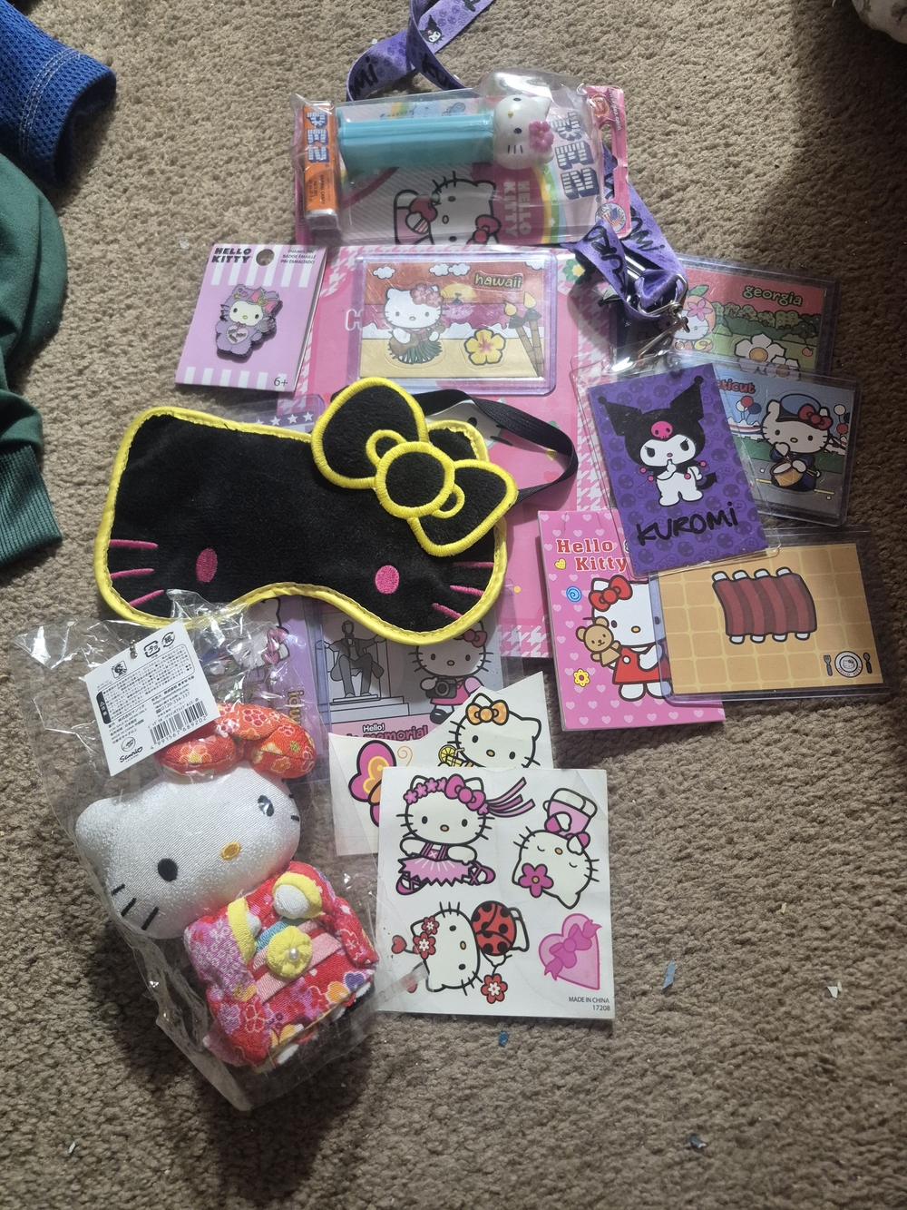 Hello Kitty Kids Toy Gift Set - Black & Yellow Eye Mask with Pink Accents